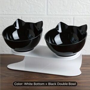 Black Cat Double Bowl Feeder